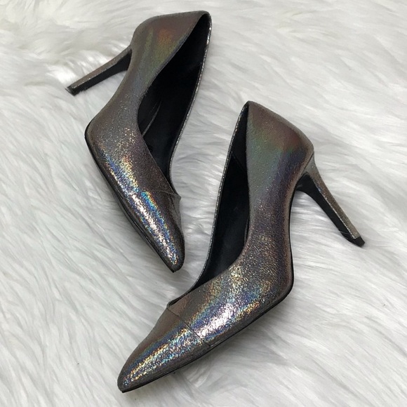 Zara Rainbow Metallic Pointy Toe Pumps 36 - Picture 3 of 8